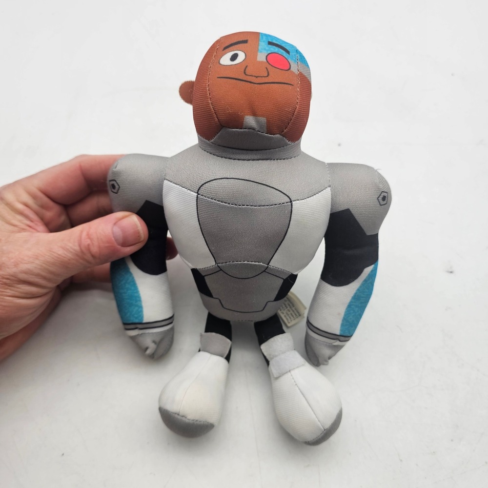 Toy Factory Teen Titans Go Cyborg Plush Stuffed Toy 9" Gray Blue Cute Robot